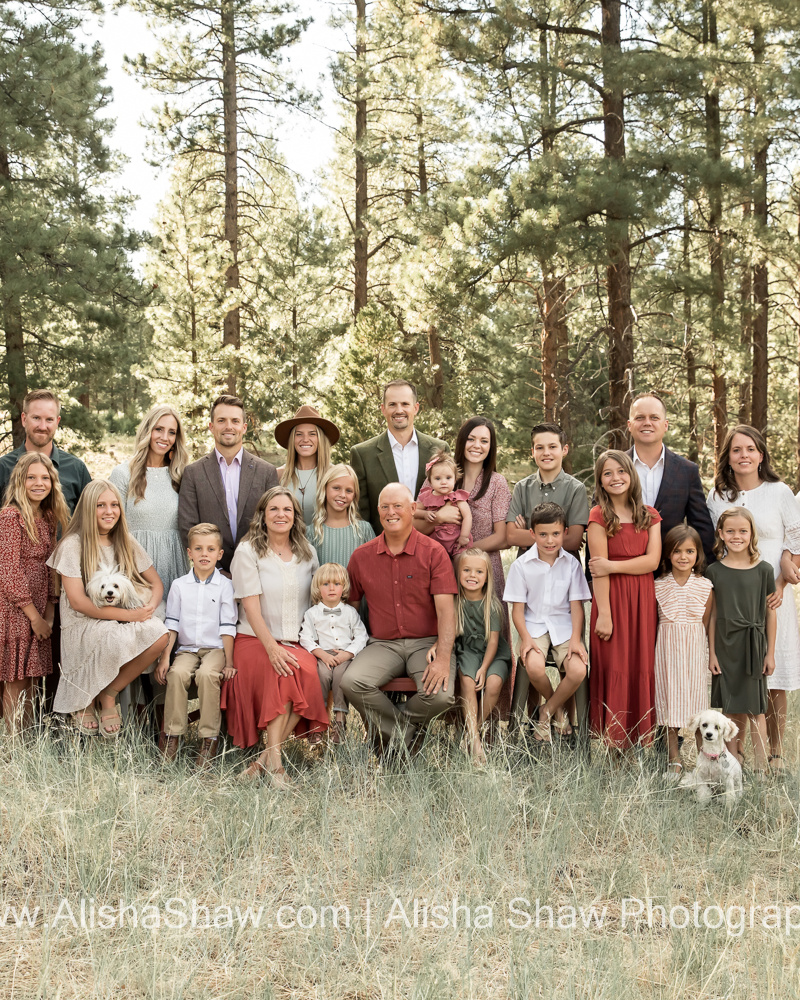 Pine Trees and Pups Family| St George Utah Extended Family Photographer