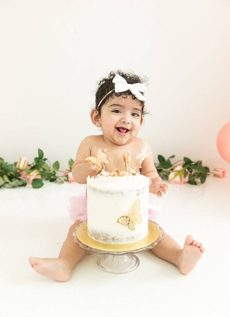 Butterflies and Bows | St George Utah Birthday Cake Smash Photographer